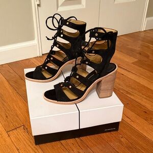Dolce Vita black suede Lyndon Strappy Heeled Sandals size 6